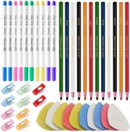 🧵 qovydx 42-piece sewing markers kit for fabric with 10 tailor chalk pieces, 12 sewing fabric pencils, and 12 disappearing ink fabric marker erasable pens for sewing logo