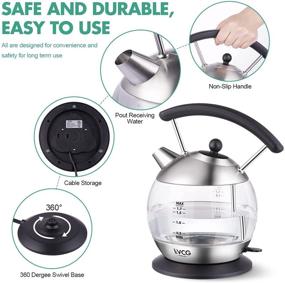 img 2 attached to 🍵 Highly Efficient Electric Glass Tea Kettle: 1.7L Water Boiler with 1500W Speed-Boil Technology, Cordless & Safe (BPA Free), Auto Shut-Off & Boil-Dry Protection, Stainless Steel Filter & Inner Lid, LED Indicator