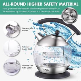 img 1 attached to 🍵 Highly Efficient Electric Glass Tea Kettle: 1.7L Water Boiler with 1500W Speed-Boil Technology, Cordless & Safe (BPA Free), Auto Shut-Off & Boil-Dry Protection, Stainless Steel Filter & Inner Lid, LED Indicator