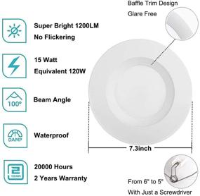 img 3 attached to 🔆 Enhanced Smart Recessed Lighting: 5/6 inch, 15W Music Sync LED Can Lights, Color Changing, APP Control, Alexa & Google Assistant Compatible - 2700K to 6500K (4-Pack)