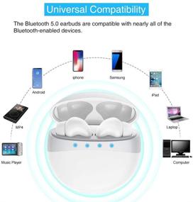 img 2 attached to 🎧 Великолепный звуковой опыт: AUDIMI Bluetooth наушники 5.0 с чехлом для зарядки - беспроводные стерео наушники для тренировок, спорта и бега - шумоподавление, глубокие басы, пара в один шаг