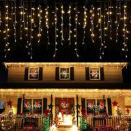 🎄 led icicle lights: 1216 christmas lights, 98.4ft indoor/outdoor fairy string lights for xmas party decoration - warm white logo