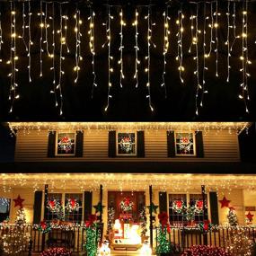 img 4 attached to 🎄 LED Icicle Lights: 1216 Christmas Lights, 98.4ft Indoor/Outdoor Fairy String Lights for Xmas Party Decoration - Warm White