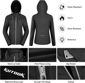 img 3 attached to KUTOOK Women's Thermal Fleece Softshell Jacket: Windproof and Hooded for Outdoor Sports, Hiking, and Running