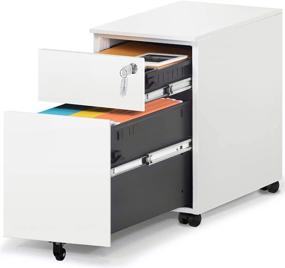 img 4 attached to 📂 HAIAOJIA 2 Drawer Mobile File Cabinet: Lockable, Metal Filing Cabinet for Legal/Letter/A4/F4 Size, Fully Assembled with Wheels, Home/Office Design in White