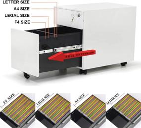 img 3 attached to 📂 HAIAOJIA 2 Drawer Mobile File Cabinet: Lockable, Metal Filing Cabinet for Legal/Letter/A4/F4 Size, Fully Assembled with Wheels, Home/Office Design in White