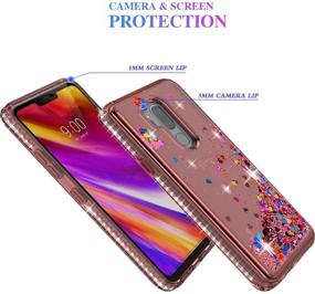 img 1 attached to YmhxcY LG G7 ThinQ Case with Tempered Glass Screen Protector [2 Pack] - Glitter Liquid Waterfall Sparkle Shiny Diamond Girls Cute Phone Case for LG G7/LG Q9/G710