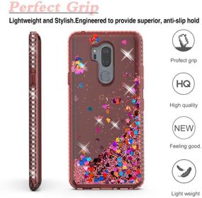 img 2 attached to YmhxcY LG G7 ThinQ Case with Tempered Glass Screen Protector [2 Pack] - Glitter Liquid Waterfall Sparkle Shiny Diamond Girls Cute Phone Case for LG G7/LG Q9/G710