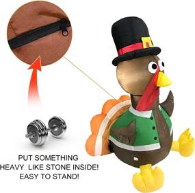 img 1 attached to 🦃 Happy Turkey Inflatable Lighted Yard Decor - Turkey Gobble Pilgrim Thanksgiving Festive Autumn Fall Lights Outdoor Decoration, 42 Inches