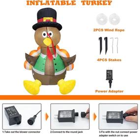 img 3 attached to 🦃 Happy Turkey Inflatable Lighted Yard Decor - Turkey Gobble Pilgrim Thanksgiving Festive Autumn Fall Lights Outdoor Decoration, 42 Inches