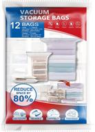 🛏️ space saver vacuum storage bags 12 pack - save 80% space, jumbo size travel vacuum sealer bags for clothes, comforters, blankets логотип