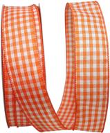 🎀 reliant ribbon gingham check bright value wired edge ribbon, 1-1/2 inch x 50 yards, orange - vibrant and versatile ribbon for crafts and decor logo