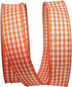 img 1 attached to 🎀 Reliant Ribbon Gingham Check Bright Value Wired Edge Ribbon, 1-1/2 Inch X 50 Yards, Orange - Vibrant and Versatile Ribbon for Crafts and Decor