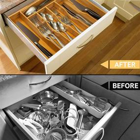 img 2 attached to Bellsal 7 Compartment Kitchen Drawer Organizer for Silverware, Utensils, Cutlery, and Flatware - Silverware Tray and Holder for Kitchen Drawer