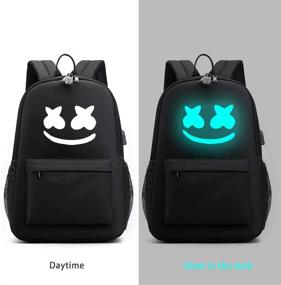 img 3 attached to 🎒 Black Unisex School Bookbag Daypack Laptop Backpack with Anti-theft Lock, USB Charging Port, and Pencil Case – Smile Luminous Backpack