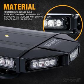 img 1 attached to 🚨 Xprite 18-inch Rooftop Emergency Strobe Light Bar in White Amber LED with Heavy-Duty Magnetic Mount - Ideal Safety Flashing Beacon Lights for Construction Vehicles, Tow Trucks, Snowplows, Security Patrol, Postal Traffic Cars