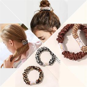 img 1 attached to 🎀 Premium Silk Satin Scrunchies: Small Mini Thin Hair Ties for Thick Curls - No Crease, Soft & Gentle Ponytail Holders for Women and Girls