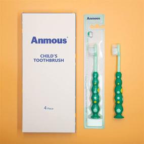 img 3 attached to 🦷 Anmous Kids Toothbrush 4 Pack - Extra Soft Bristle Toddler Toothbrush (Age 2+), Fun Storage with Suction Cup - Child Sized Brush Heads for Boys & Girls Set (Blue, Green, Orange, Purple)