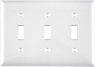 power gear triple wall plate cover, 3 gang, unbreakable faceplate, white 🔌 - top quality, 6.5” x 4.5”, screws included, standard toggle switch wallplate - 50166 логотип