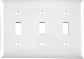 img 4 attached to Power Gear Triple Wall Plate Cover, 3 Gang, Unbreakable Faceplate, White 🔌 - Top Quality, 6.5” x 4.5”, Screws Included, Standard Toggle Switch Wallplate - 50166