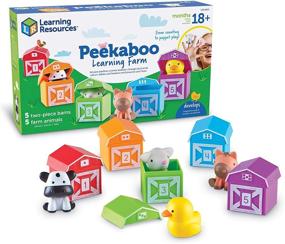 img 4 attached to 🚜 Peekaboo Learning Farm Toy: Counting, Matching, Sorting, Finger Puppet Game - 10 Piece Set, Ages 18 mos+