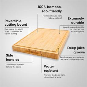 img 3 attached to Mohy Bamboo Butcher Block: Reversible Cutting Board for Meat, Cheese, and Vegetables - Extra Large, Durable with Juice Groove and Handles - Heavy Duty Kitchen Chopping Board