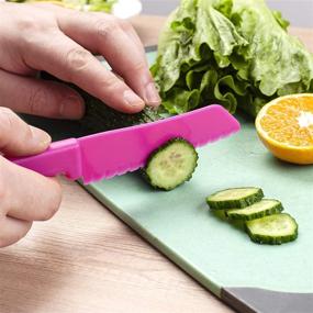 5 Pieces Kids Knife Set for Veggies Nylon kids knifes for Real Cooking Montessori  Kitchen Tools for Toddlers With Cutting Board,Kids Knife Sets Plastic Knife  