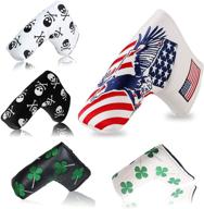 🦅 magnetic blade headcover for golf putters - eagle flag design, star stripes pattern, magnet closure - fits all golf putters in usa logo