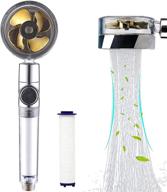 🚿 turbocharged high pressure handheld shower head - efficient water saving, propeller driven, 360° rotation (gold 2) logo