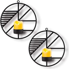 img 4 attached to Kathy Christmas Holiday Wall Mounted Candle Holder: Elegant Set of 2 Candle Sconces for Home, Living Room, Wedding Events - Black