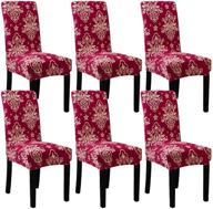 🌸 enhance your dining experience with subcluster 6 pcs/set soft stretchable dining chair covers - printed floral patterns, perfect for holiday home party, hotel, wedding ceremony (style 8) logo