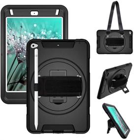 img 4 attached to 📱 Rotating iPad Mini 5 Case 2019/ iPad Mini 4 Case 2015 with Pencil Holder, Hand/Shoulder Strap, 360° Stand – Rugged Protective Cover for 7.9 inch iPad Mini 4th/5th Generation, Black