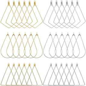 img 4 attached to 120Pcs Beading Hoop Earrings for Jewelry Making: Triangle, Teardrop & Rhombus Geometric Earring Hoops in Gold & White K - Bulk Jewelry Making Supplies for DIY Craft