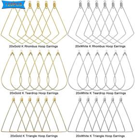 img 3 attached to 120Pcs Beading Hoop Earrings for Jewelry Making: Triangle, Teardrop & Rhombus Geometric Earring Hoops in Gold & White K - Bulk Jewelry Making Supplies for DIY Craft