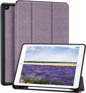📱 mastten ipad case compatible with 10.2 inch 9th/8th/7th gen 2021/2020/2019 - leather stand cover with pencil holder, auto sleep/wake, lilac логотип