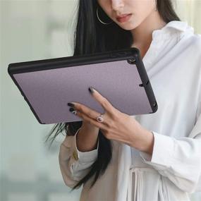 img 2 attached to 📱 Mastten iPad Case Compatible with 10.2 Inch 9th/8th/7th Gen 2021/2020/2019 - Leather Stand Cover with Pencil Holder, Auto Sleep/Wake, Lilac