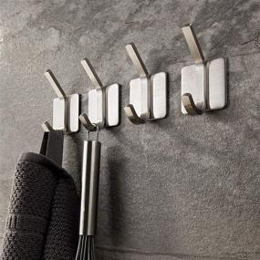 img 2 attached to 🔗 ZUNTO Towel Hook/Adhesive Hooks - Stylish Bathroom Stick on Hooks in Brushed Stainless Steel, 4 Packs