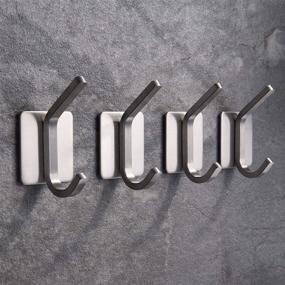 img 3 attached to 🔗 ZUNTO Towel Hook/Adhesive Hooks - Stylish Bathroom Stick on Hooks in Brushed Stainless Steel, 4 Packs
