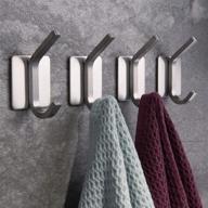🔗 zunto towel hook/adhesive hooks - stylish bathroom stick on hooks in brushed stainless steel, 4 packs logo