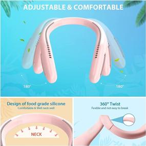 img 1 attached to Matekxy Portable Neck Fan - 2021 Newest Mini Hands-Free Fan with Quiet and Lightweight - Personal Bladeless Fan Neck Cooler for Indoor & Outdoor Use (Pink)