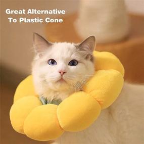 img 2 attached to Adjustable Cotton Cat Recovery Collar - AWOOF Cute Elizabethan Soft Cone for Wound Healing, Surgery & Protection, Ideal Neck Kitten Collars for Cats and Kittens