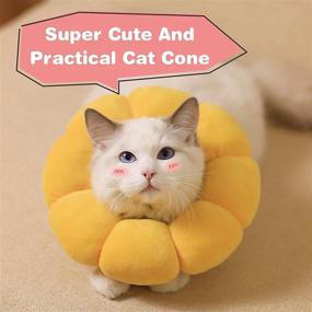 img 3 attached to Adjustable Cotton Cat Recovery Collar - AWOOF Cute Elizabethan Soft Cone for Wound Healing, Surgery & Protection, Ideal Neck Kitten Collars for Cats and Kittens