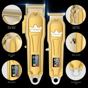 img 3 attached to 💇 Ufree Hair Clippers for Men + T-Blade Trimmer Kit: Professional Cordless Hair Cutting Set with LED Display – Perfect for Barbers, Men, Women, and Kids (Gold)