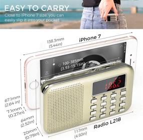 img 3 attached to 📻 PRUNUS Mini Portable Radio AM FM Pocket Radio with LED Flashlight - Digital Speaker for Micro SD/TF Card/USB Support, Auto Scan Save, 1200mAh Rechargeable Battery Operated [Latest Version]