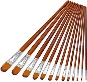 img 3 attached to 🖌️ High-Quality Filbert Paint Brushes Set 13pcs: Soft Nylon Hair, Long Handle, Ideal for Acrylic, Oil, Watercolor Gouache & Paint by Numbers