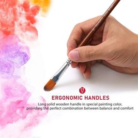 img 1 attached to 🖌️ High-Quality Filbert Paint Brushes Set 13pcs: Soft Nylon Hair, Long Handle, Ideal for Acrylic, Oil, Watercolor Gouache & Paint by Numbers