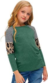 img 1 attached to 🐆 BesserBay Trendy Leopard Striped Sleeve Girls' Clothing and Tops, Tees & Blouses