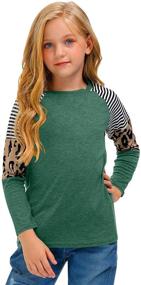 img 2 attached to 🐆 BesserBay Trendy Leopard Striped Sleeve Girls' Clothing and Tops, Tees & Blouses