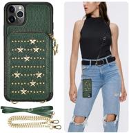 📱 zvedeng iphone 11 pro max wallet case/card holder crossbody bag - midnight green logo