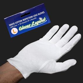 img 1 attached to Legend White Coin Moisturizing Jewelry Silver Inspection Cotton Lisle Gloves - Medium Weight Large Size - Pack of 6 (12 Gloves)